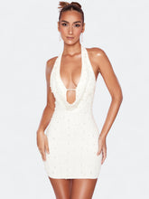 Versailles Sukienka Mini Z Głębokim Dekoltem Halter I Zdobieniami