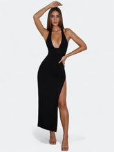 Mei Sukienka Halter Z Głębokim Dekoltem I Wysokim Rozcięciem