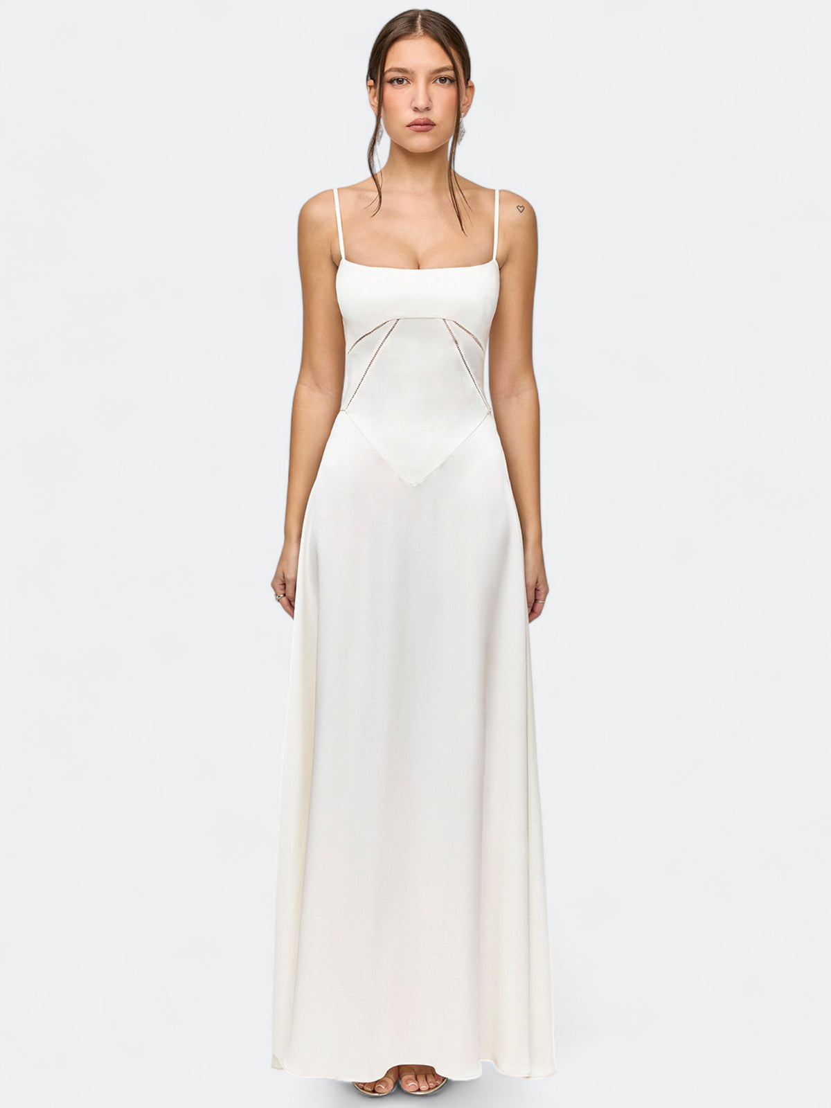 Serena Suknia Z Jedwabistej Satyny Z Cienkimi Ramiączkami I Wiązanym Gorsetem