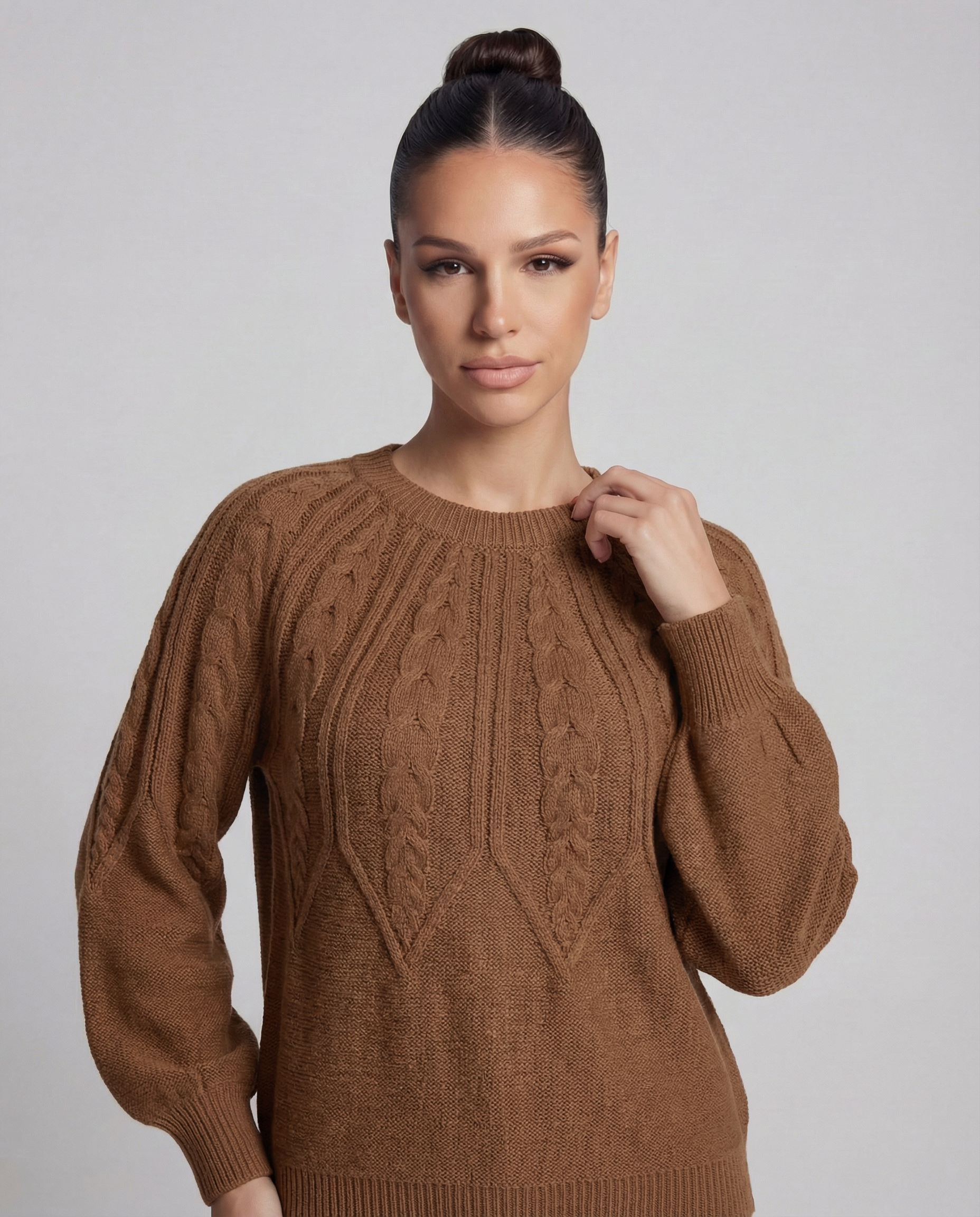 RAVELIA Sweter z Warkoczowym Splotem