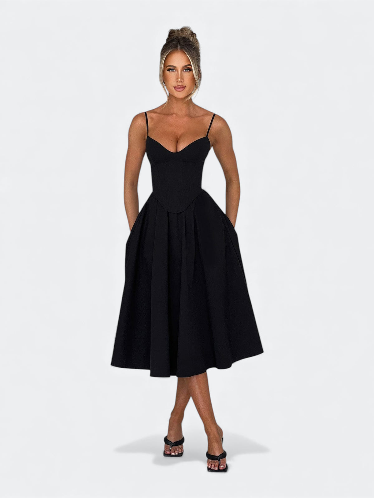 Mariella Sukienka Gorsetowa Midi Z Rozkloszowaną Spódnicą