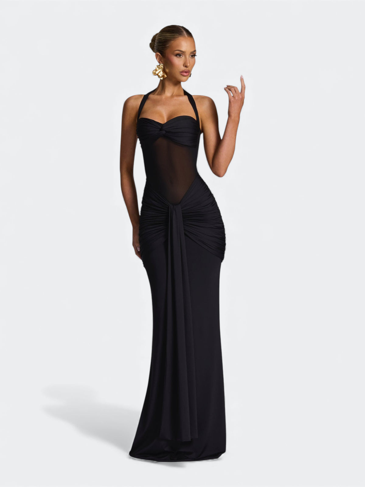 Vierra Sukienka Maxi Z Prześwitującym Korpusem